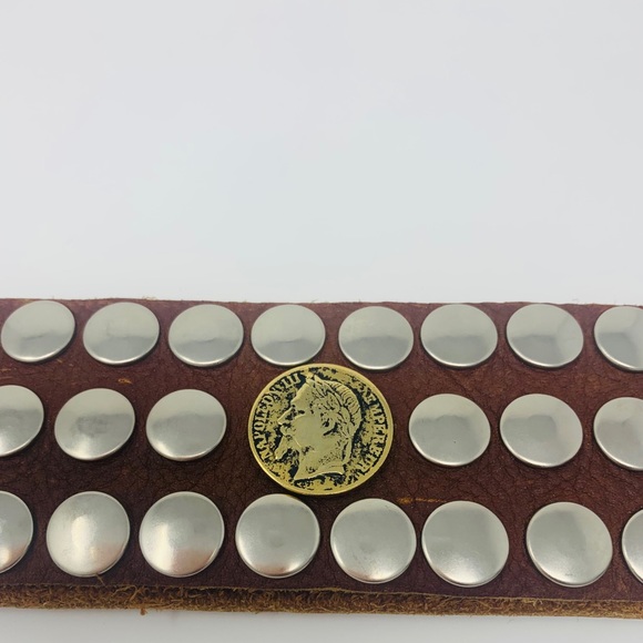 Brown Coin Faux Leather Belt Napoleon Emperor - Picture 7 of 10